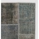 Modern Blue and Gray Patchwork Rug | Hand-Knotted Turkish Overdyed Wool Carpet Modern Blue and Gray Patchwork Rug | Hand-Knotted Turkish Overdyed Wool Carpet