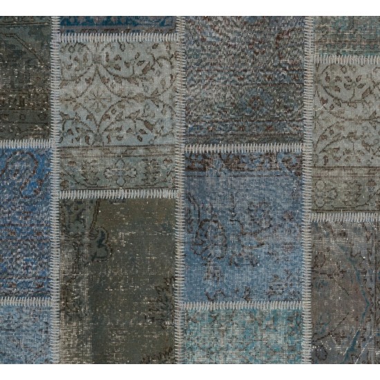 Handmade Patchwork Rug Made from Over-Dyed Vintage Carpets, CUSTOM OPTIONS Av.