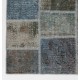Modern Blue and Gray Patchwork Rug | Hand-Knotted Turkish Overdyed Wool Carpet Modern Blue and Gray Patchwork Rug | Hand-Knotted Turkish Overdyed Wool Carpet
