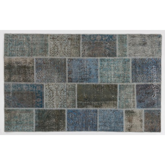 Handmade Patchwork Rug Made from Over-Dyed Vintage Carpets, CUSTOM OPTIONS Av.