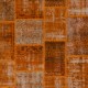 Hand-Knotted Orange Patchwork Rug for Living Room, Bedroom and Dining Room | Contemporary Overdyed Turkish Wool Carpet Hand-Knotted Orange Patchwork Rug for Living Room, Bedroom and Dining Room | Contemporary Overdyed Turkish Wool Carpet