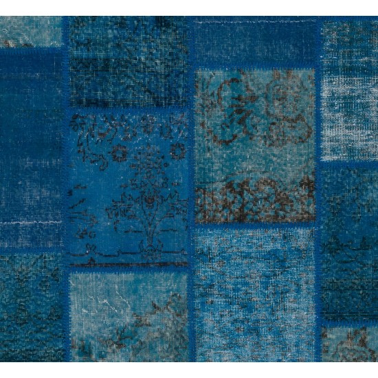 Handmade Patchwork Rug Made from Over-Dyed Vintage Carpets, CUSTOM OPTIONS Av.