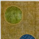 Yellow Modern Turkish Patchwork Rug | Handmade Colorful Circle Motif Overdyed Wool Carpet Yellow Modern Turkish Patchwork Rug | Handmade Colorful Circle Motif Overdyed Wool Carpet