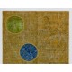 Handmade Patchwork Rug in Shades of Yellow. Modern Circle Pattern Carpet. Woolen Floor Covering. Custom Turkish Area Rug