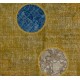 Modern Turkish Patchwork Rug in Yellow Color. Handmade Colorful Circle Patterned Carpet