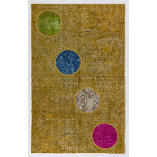 Handmade Patchwork Rug Made from Over-Dyed Vintage Carpets, CUSTOM OPTIONS Av. Handmade Patchwork Rug Made from Over-Dyed Vintage Carpets, CUSTOM OPTIONS Av.