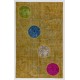 Handmade Patchwork Rug in Shades of Yellow. Modern Circle Pattern Carpet. Woolen Floor Covering. Custom Turkish Area Rug