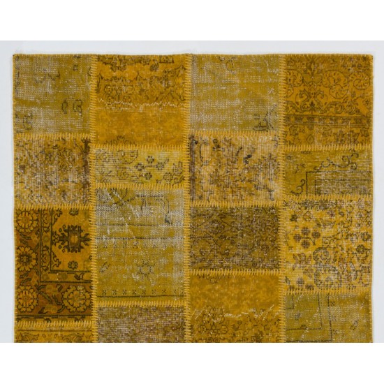 Handmade Patchwork Rug Made from Over-Dyed Vintage Carpets Handmade Patchwork Rug Made from Over-Dyed Vintage Carpets