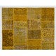 Handmade Patchwork Rug Made from Over-Dyed Vintage Carpets