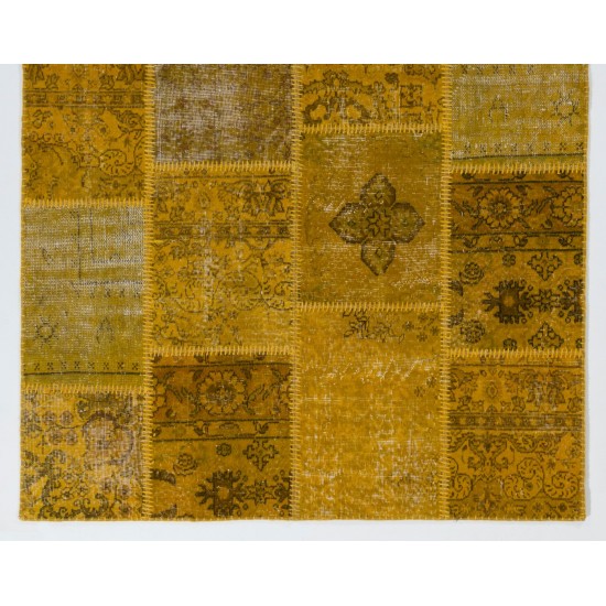 Handmade Patchwork Rug Made from Over-Dyed Vintage Carpets Handmade Patchwork Rug Made from Over-Dyed Vintage Carpets