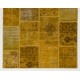 Handmade Patchwork Rug Made from Over-Dyed Vintage Carpets