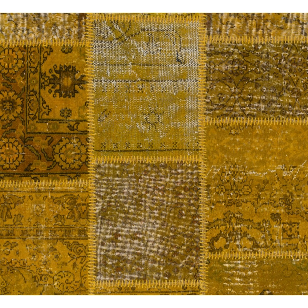Handmade Patchwork Rug Made from Over-Dyed Vintage Carpets