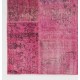 Hand Knotted Pink Patchwork Rug for Living Room, Bedroom and Dining Room | Contemporary Overdyed Turkish Wool Carpet Hand Knotted Pink Patchwork Rug for Living Room, Bedroom and Dining Room | Contemporary Overdyed Turkish Wool Carpet