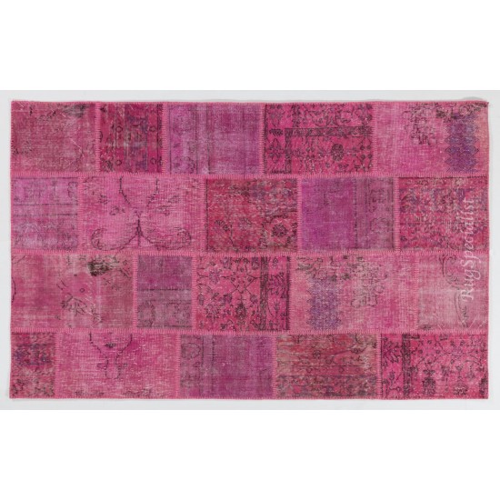 Handmade Patchwork Rug Made from Over-Dyed Vintage Carpets, CUSTOM OPTIONS Av.