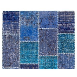Blue Patchwork Rug for Modern Interiors. Handmade Turkish Carpet. Custom Options Available Blue Patchwork Rug for Modern Interiors. Handmade Turkish Carpet. Custom Options Available