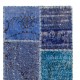 Hand-Knotted Blue Patchwork Rug for Living Room, Bedroom and Dining Room | Contemporary Overdyed Turkish Wool Carpet Hand-Knotted Blue Patchwork Rug for Living Room, Bedroom and Dining Room | Contemporary Overdyed Turkish Wool Carpet