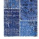 Hand-Knotted Blue Patchwork Rug for Living Room, Bedroom and Dining Room | Contemporary Overdyed Turkish Wool Carpet Hand-Knotted Blue Patchwork Rug for Living Room, Bedroom and Dining Room | Contemporary Overdyed Turkish Wool Carpet