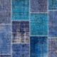 Hand-Knotted Blue Patchwork Rug for Living Room, Bedroom and Dining Room | Contemporary Overdyed Turkish Wool Carpet Hand-Knotted Blue Patchwork Rug for Living Room, Bedroom and Dining Room | Contemporary Overdyed Turkish Wool Carpet
