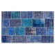 Blue Patchwork Rug for Modern Interiors. Handmade Turkish Carpet. Custom Options Available