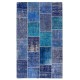 Blue Patchwork Rug for Modern Interiors. Handmade Turkish Carpet. Custom Options Available