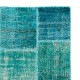 Hand-Knotted Teal Blue Patchwork Rug for Living Room, Bedroom and Dining Room | Contemporary Overdyed Turkish Wool Carpet Hand-Knotted Teal Blue Patchwork Rug for Living Room, Bedroom and Dining Room | Contemporary Overdyed Turkish Wool Carpet