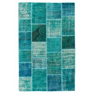 Handmade Patchwork Rug Made from Over-Dyed Vintage Carpets, CUSTOM OPTIONS Av.