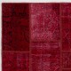 Hand-Knotted Red Patchwork Rug for Living Room, Bedroom and Dining Room | Contemporary Overdyed Turkish Wool Carpet Hand-Knotted Red Patchwork Rug for Living Room, Bedroom and Dining Room | Contemporary Overdyed Turkish Wool Carpet