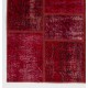 Hand-Knotted Red Patchwork Rug for Living Room, Bedroom and Dining Room | Contemporary Overdyed Turkish Wool Carpet Hand-Knotted Red Patchwork Rug for Living Room, Bedroom and Dining Room | Contemporary Overdyed Turkish Wool Carpet