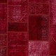 Hand-Knotted Red Patchwork Rug for Living Room, Bedroom and Dining Room | Contemporary Overdyed Turkish Wool Carpet Hand-Knotted Red Patchwork Rug for Living Room, Bedroom and Dining Room | Contemporary Overdyed Turkish Wool Carpet