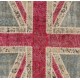 United Kingdom Flag Pattern Hand-Knotted Patchwork Rug in Blue, Red and Cream. Modern Union Jack British Flag Design Carpet