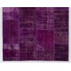 Handmade Purple Patchwork Rug Made from Over-Dyed Vintage Carpets, CUSTOM OPTIONS Av.