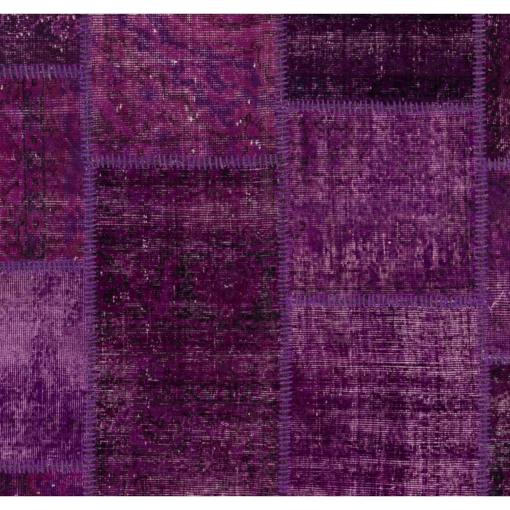 Handmade Purple Patchwork Rug Made from Over-Dyed Vintage Carpets, CUSTOM OPTIONS Av.