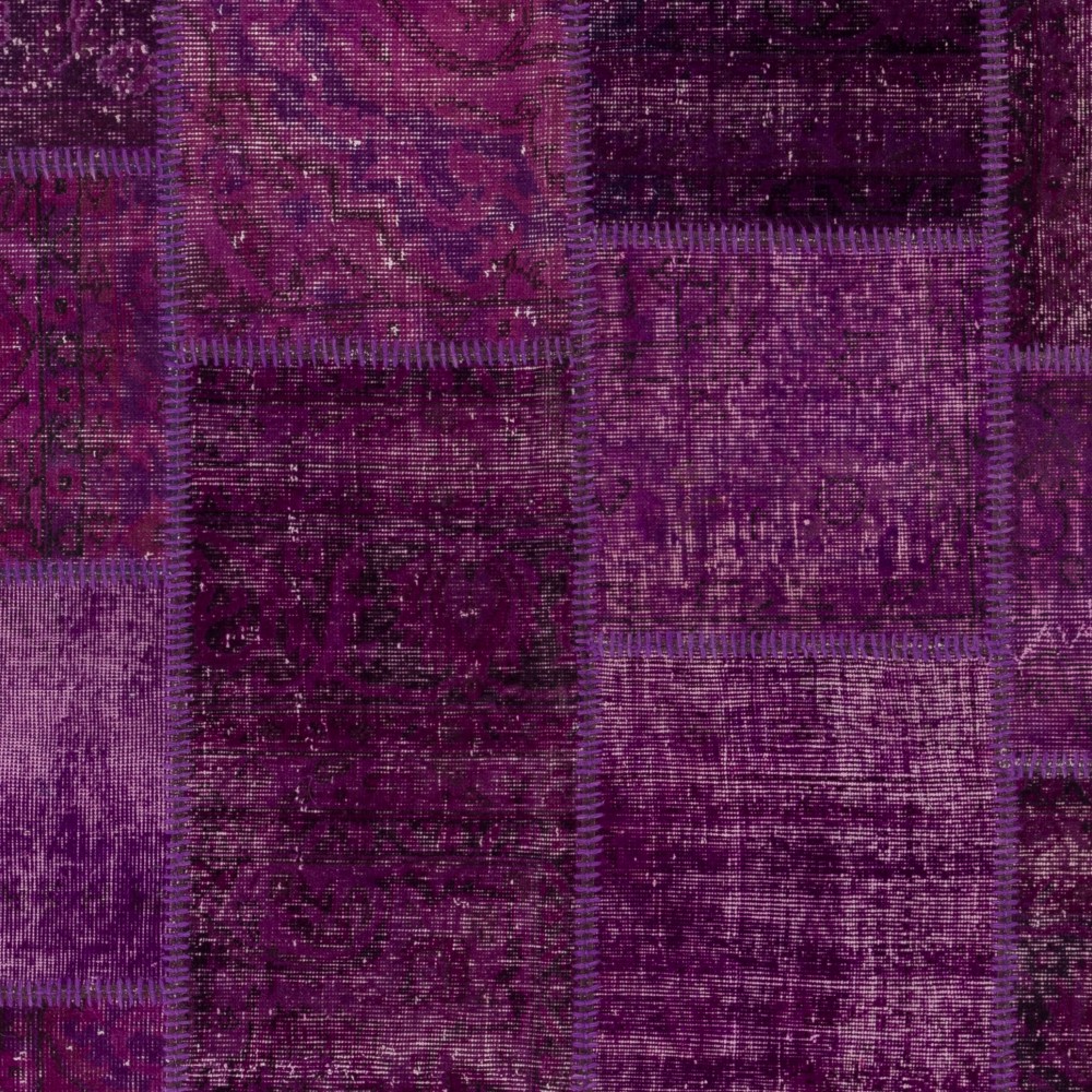 Purple Patchwork Rug for Living Room, Bedroom and Dining Room | Contemporary Overdyed Handmade Turkish Wool Carpet Purple Patchwork Rug for Living Room, Bedroom and Dining Room | Contemporary Overdyed Handmade Turkish Wool Carpet