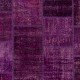 Purple Patchwork Rug for Living Room, Bedroom and Dining Room | Contemporary Overdyed Handmade Turkish Wool Carpet Purple Patchwork Rug for Living Room, Bedroom and Dining Room | Contemporary Overdyed Handmade Turkish Wool Carpet