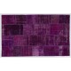 Handmade Purple Patchwork Rug Made from Over-Dyed Vintage Carpets, CUSTOM OPTIONS Av.