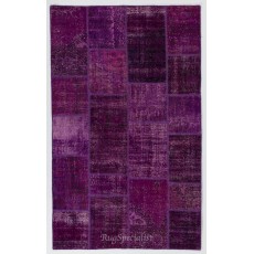 Handmade Purple Patchwork Rug Made from Over-Dyed Vintage Carpets, CUSTOM OPTIONS Av.