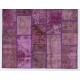 Purple Handmade Patchwork Rug Made from Over-Dyed Vintage Carpets, CUSTOM OPTIONS Av.