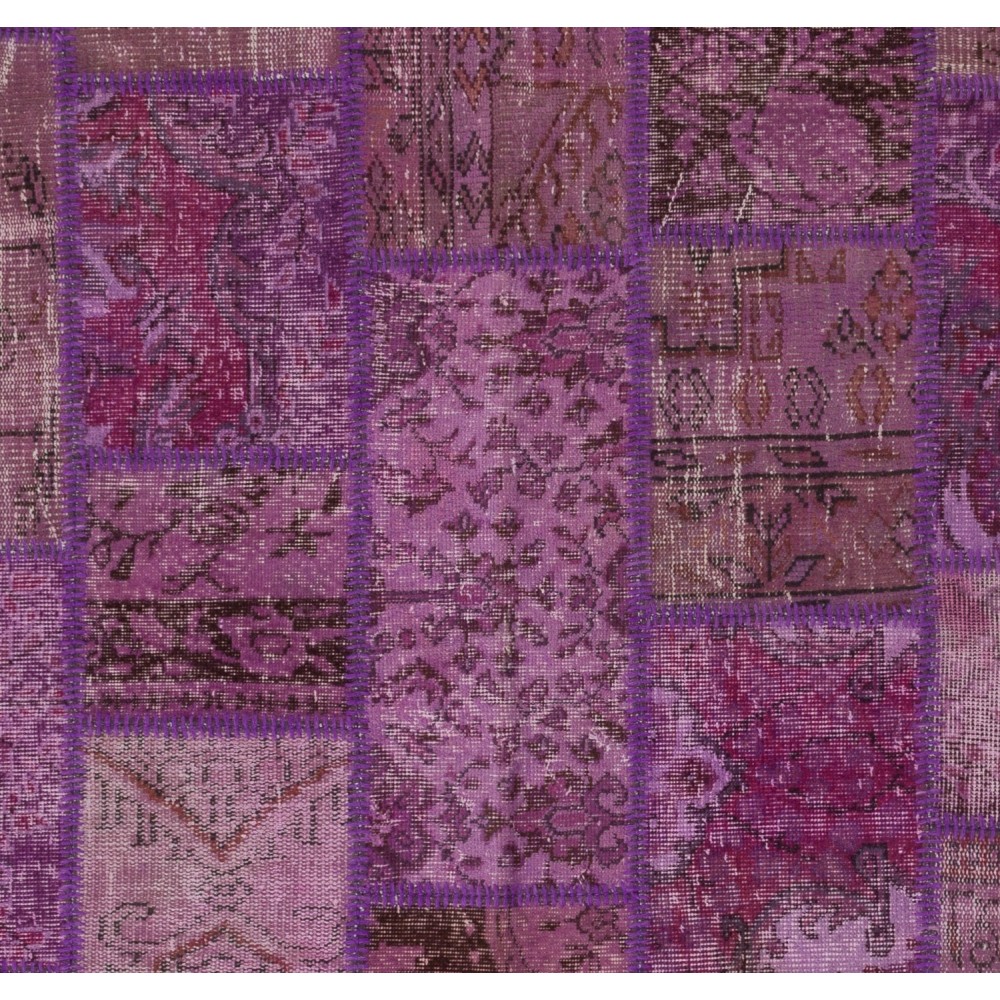 Purple Handmade Patchwork Rug Made from Over-Dyed Vintage Carpets, CUSTOM OPTIONS Av.