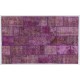 Purple Handmade Patchwork Rug Made from Over-Dyed Vintage Carpets, CUSTOM OPTIONS Av.