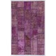 Purple Handmade Patchwork Rug Made from Over-Dyed Vintage Carpets, CUSTOM OPTIONS Av.