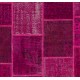 Modern Patchwork Rug in Shades of Hot Pink, Handmade Turkish Boho Carpet
