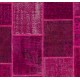 Hot Pink Modern Handmade Patchwork Rug, Vintage Turkish Carpet, Woolen Floor Covering