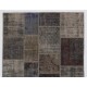 Handmade Patchwork Rug Made from Over-Dyed Vintage Carpets