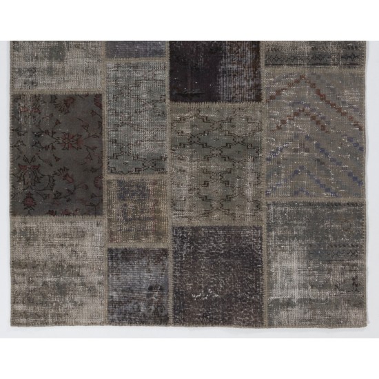 Handmade Patchwork Rug Made from Over-Dyed Vintage Carpets Handmade Patchwork Rug Made from Over-Dyed Vintage Carpets