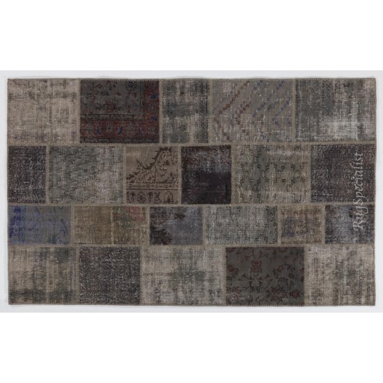 Handmade Patchwork Rug Made from Over-Dyed Vintage Carpets Handmade Patchwork Rug Made from Over-Dyed Vintage Carpets