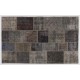 Handmade Patchwork Rug Made from Over-Dyed Vintage Carpets