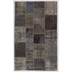 Handmade Patchwork Rug Made from Over-Dyed Vintage Carpets