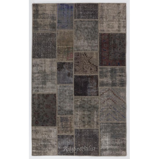 Handmade Patchwork Rug Made from Over-Dyed Vintage Carpets Handmade Patchwork Rug Made from Over-Dyed Vintage Carpets