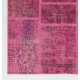 Hand-Knotted Pink Patchwork Rug for Living Room, Bedroom and Dining Room | Contemporary Overdyed Turkish Wool Carpet Hand-Knotted Pink Patchwork Rug for Living Room, Bedroom and Dining Room | Contemporary Overdyed Turkish Wool Carpet