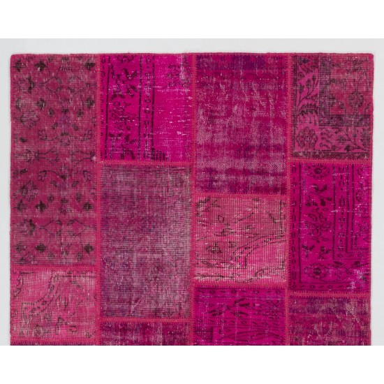 Handmade Patchwork Rug Made from Over-Dyed Vintage Carpets Handmade Patchwork Rug Made from Over-Dyed Vintage Carpets
